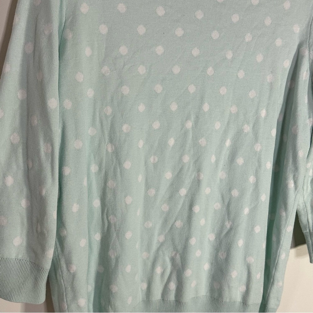 Talbots Woman Mint Green Polka Dot Cardigan – Size X- Winter Sweater Gift Layer - Picture 7 of 10